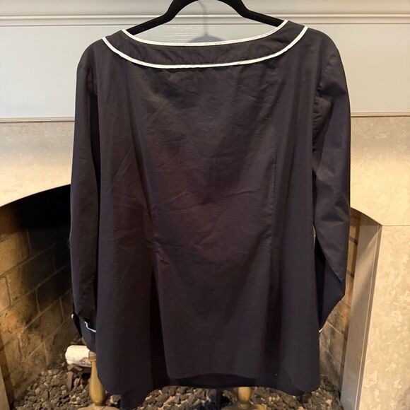Talbots Black Boxy Blouse with Bib Collar size 2x petite - Picture 2 of 6